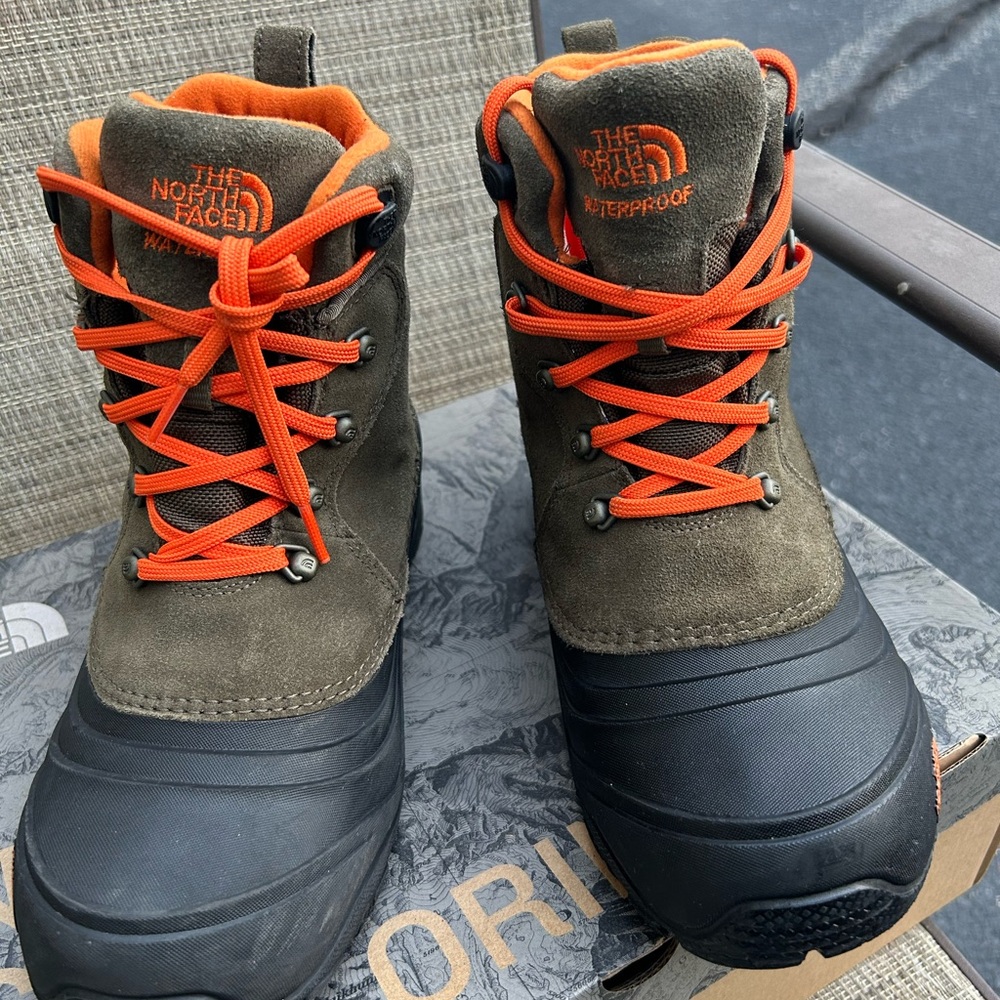 The North Face Kids Olive and Orange Boots